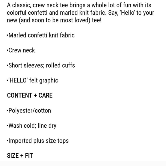 Torrid Hello Confetti T-shirt - Picture 6 of 8